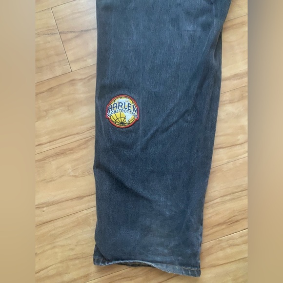 Vintage 34x36 Harlem globe trotter stitched grey denim - Picture 5 of 5